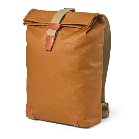 Werbeartikel Berlin 23 L Rucksak recy.Baumwolle 340gsm und rPU. Laptops bis 17" – kamel – mit Logo bedruckt