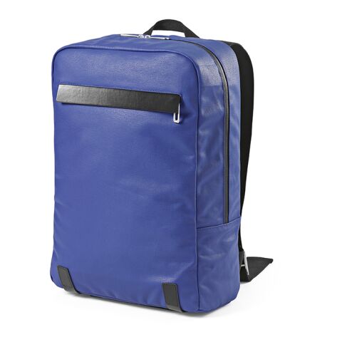 Werbeartikel Vienna 23 L Rucksak,recy.Baumwolle 340gsm und rPU. Laptops bis 17" – blau – mit Logo bedruckt