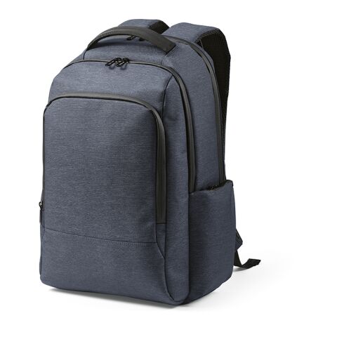 Werbeartikel New York 20 L Rucksack aus recy.Nylon und rPET. Laptops bis 17" – blau – mit Logo bedruckt