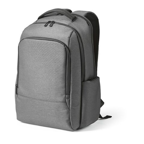 Werbeartikel New York 20 L Rucksack aus recy.Nylon und rPET. Laptops bis 17" – hellgrau – mit Logo bedruckt