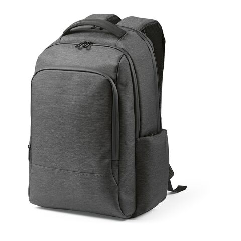 Werbeartikel New York 20 L Rucksack aus recy.Nylon und rPET. Laptops bis 17" – dunkelgrau – mit Logo bedruckt