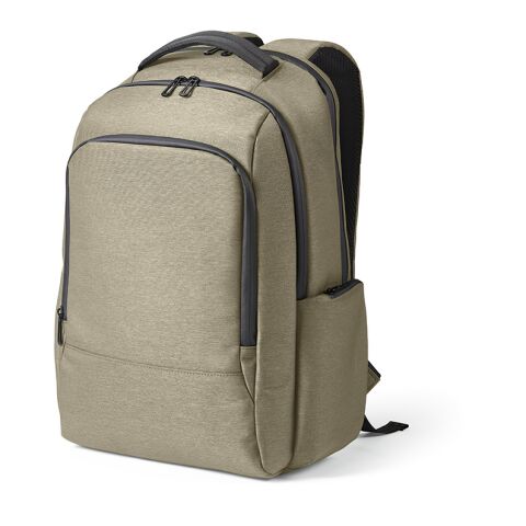 Werbeartikel New York 20 L Rucksack aus recy.Nylon und rPET. Laptops bis 17" – kamel – mit Logo bedruckt