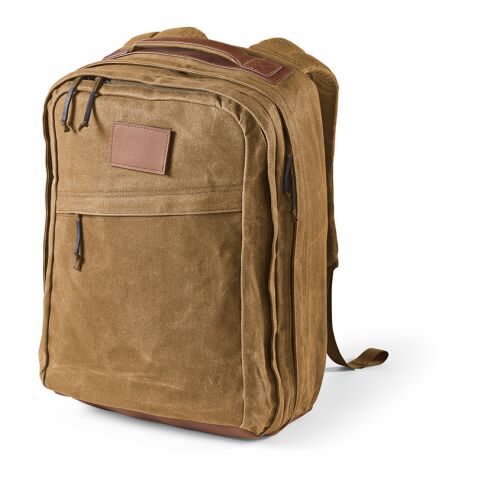 Werbeartikel Cape Town 27L Rucksack recy. Baumwolle 230gsm für Laptops bis 17 – kamel – mit Logo bedruckt