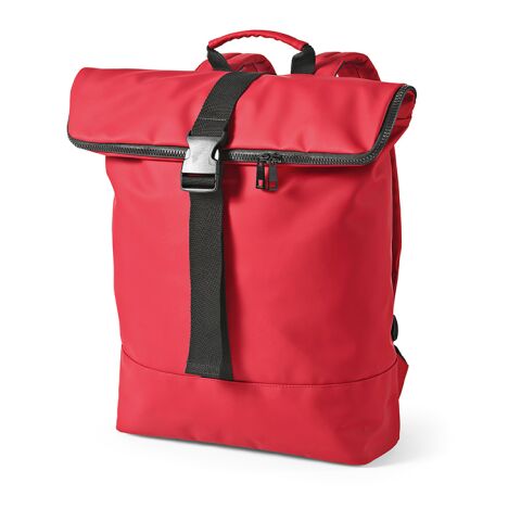Werbeartikel Milan 24 L Rucksack aus rPU und rPET. Laptops bis 17" – Burgund – mit Logo bedruckt