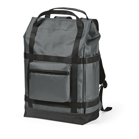 Werbeartikel Wellington 21 L Rucksack rPET. Magnetverschluss. Laptops bis 17" – dunkelgrau – mit Logo bedruckt