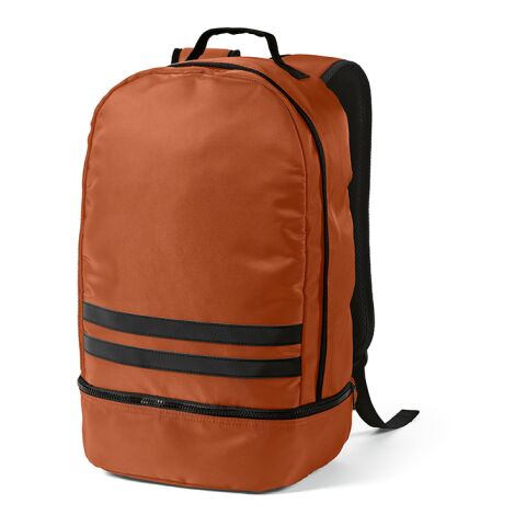 Buenos Aires 25L Rucksack aus rPET. Reflektierende Frontstreifen Braun | ohne Werbeanbringung | Nicht verfügbar | Nicht verfügbar | Nicht verfügbar