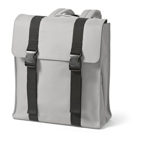 Werbeartikel Edinburgh 22L Rucksack aus rPU und rPET. Laptops bis 17" | Hellgrau | mit Logo bedrucken