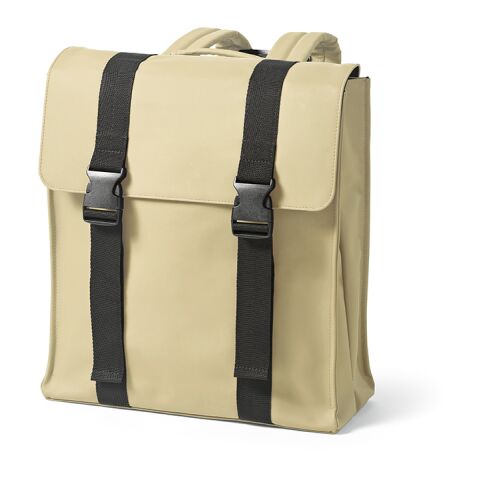 Werbeartikel Edinburgh 22L Rucksack aus rPU und rPET. Laptops bis 17" | Beige | mit Logo bedrucken