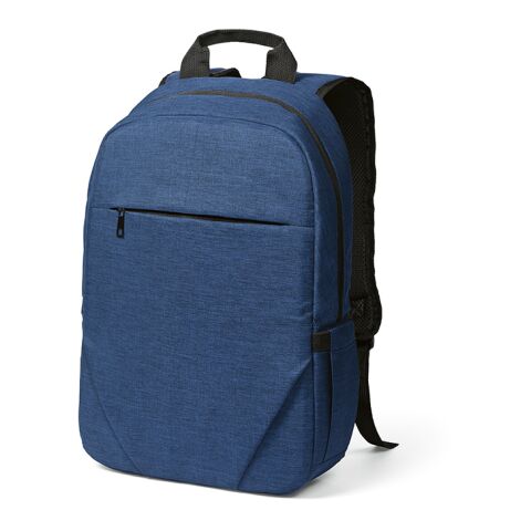 Werbeartikel Vilnius 18L Rucksack aus rPET. Fronttasche. Laptops bis 17" – blau – mit Logo bedruckt