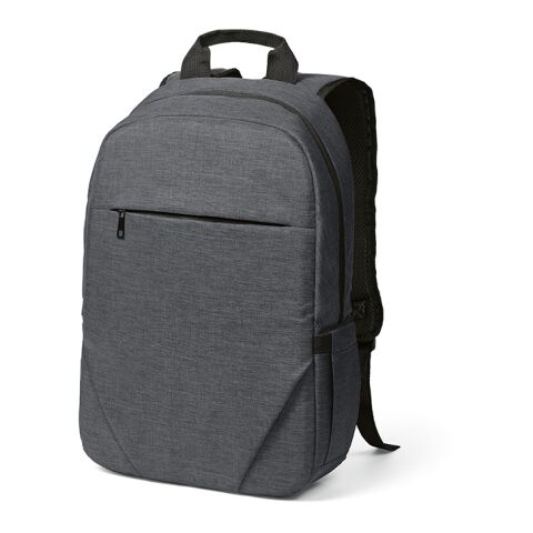 Werbeartikel Vilnius 18L Rucksack aus rPET. Fronttasche. Laptops bis 17" – dunkelgrau – mit Logo bedruckt