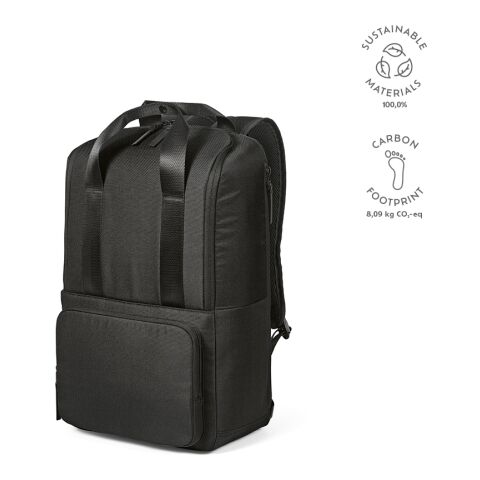 Bucharest Rucksack 18L rPET 600D Schwarz | ohne Werbeanbringung