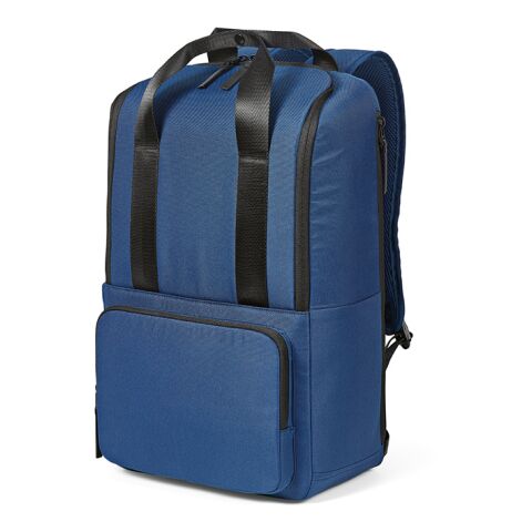 Werbeartikel Bucharest 18L Rucksack aus rPET. Laptops bis 15.6" – blau – mit Logo bedruckt