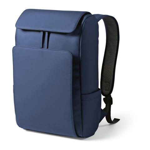 Werbeartikel Lisbon 20L Rucksack aus rPU. Laptops bis 15.6" – Blau – mit Logo bedruckt