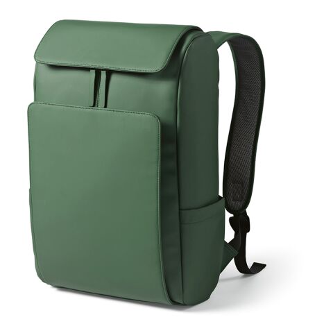 Werbeartikel Lisbon 20 L Rucksack aus rPU. Laptops bis 15.6" – Grün – mit Logo bedruckt