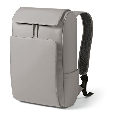 Werbeartikel Lisbon 20 L Rucksack aus rPU. Laptops bis 15.6" – hellgrau – mit Logo bedruckt
