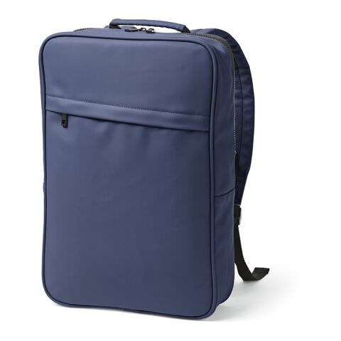 Werbeartikel Amsterdam 16 L Rucksack aus rPU uns rPET. Laptops bis 17" – blau – mit Logo bedruckt