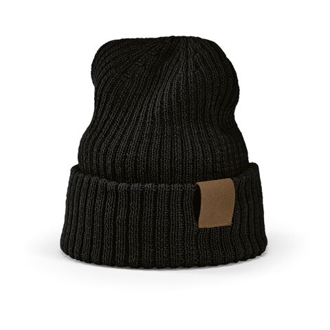 Cobain Mütze aus rPET und Wolle. Mit personalisierbarem Aufnäher Schwarz | ohne Werbeanbringung | Nicht verfügbar | Nicht verfügbar | Nicht verfügbar