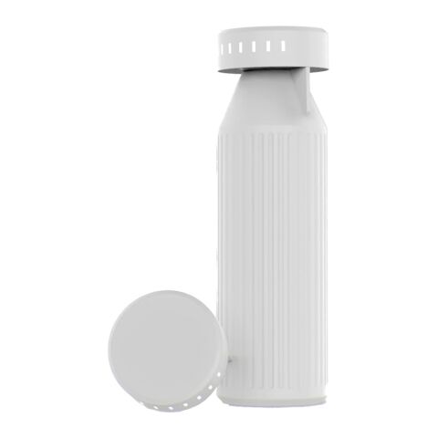 Werbeartikel Timeos Trinkflasche aus recy.Edelstahl, 690 ml. Mit LED-Erinnerung – Weiß – mit Logo bedruckt