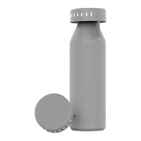 Werbeartikel Timeos Trinkflasche aus recy.Edelstahl, 690 ml. Mit LED-Erinnerung – grau – mit Logo bedruckt