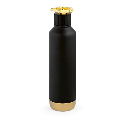 Werbeartikel Spiglo Trinkflasche aus recy.Edelstahl, 780 ml. Mit radförmigem Deckel – gold – mit Logo bedruckt