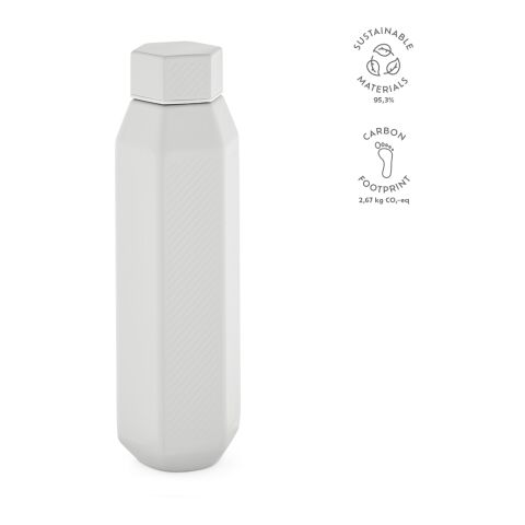 Hexagul Trinkflasche recy. Edelstahl 530 ml Weiß | ohne Werbeanbringung