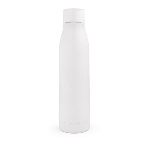 Werbeartikel Acuara Trinkflasche aus recy.Edelstahl, 630 ml. Doppelwandig – weiß – mit Logo bedruckt