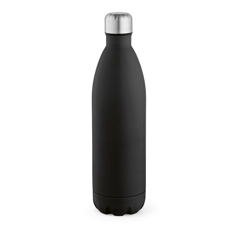 Nachhaltiger Werbeartikel Mississippi 1100 Trinkflasche recy.Edelstahl, 1100 ml. Doppelwandig – Schwarz – mit Logo bedruckt
