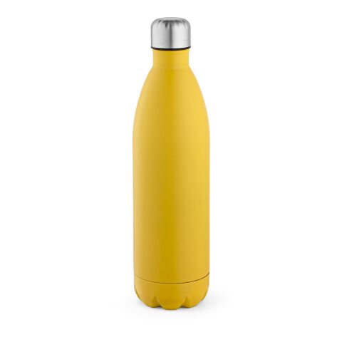 Werbeartikel Mississippi 1100 Trinkflasche recy.Edelstahl, 1100 ml. Doppelwandig – dunkelgelb – mit Logo bedruckt