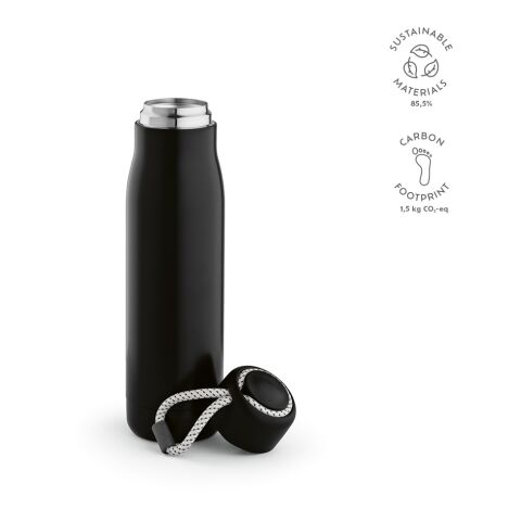 Lena Trinkflasche recy. Edelstahl 570 ml Schwarz | ohne Werbeanbringung