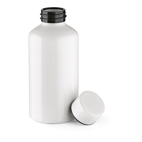 Werbeartikel Yukon Trinkflasche rAluminium, 550 ml. Einwandig und Auslaufsicher – weiß – mit Logo bedruckt