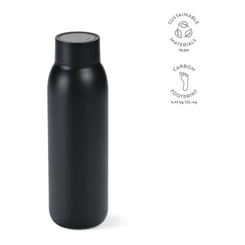 La Plata Trinkflasche recy. Edelstahl 650 ml Schwarz | ohne Werbeanbringung