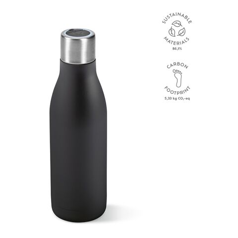 Parana Trinkflasche recy. Edelstahl 550 ml Schwarz | ohne Werbeanbringung
