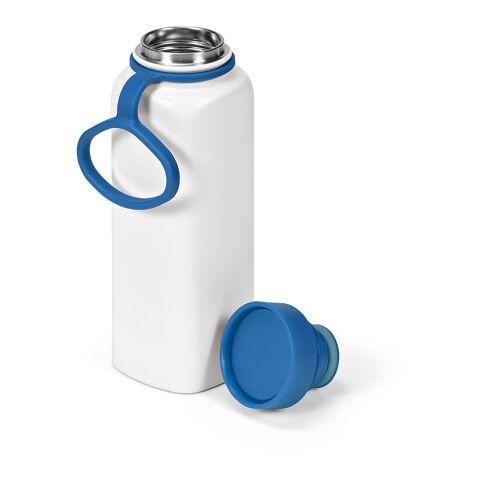 Werbeartikel Ural Trinkflasche recy.Edelstahl, 820 ml. 360° Push-Verschluss – Blau – mit Logo bedruckt