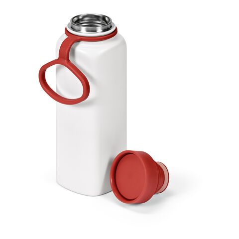 Werbeartikel Ural Trinkflasche recy.Edelstahl, 820 ml. 360° Push-Verschluss – rot – mit Logo bedruckt