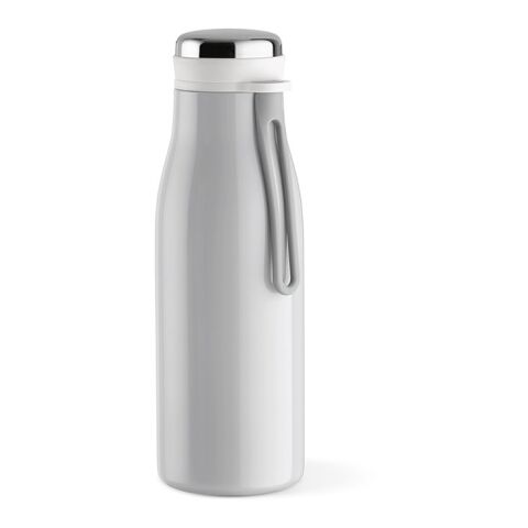 Werbeartikel Arkansas 350 Trinkflasche recy.Edelstahl, 400 ml. Doppelwandig, Auslaufsicher – Hellgrau – mit Logo bedruckt