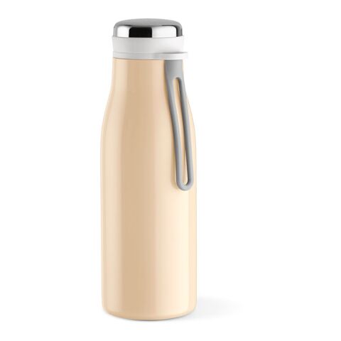 Werbeartikel Arkansas 350 Trinkflasche recy.Edelstahl, 400 ml. Doppelwandig, Auslaufsicher – champagne – mit Logo bedruckt