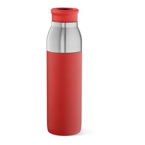 Werbeartikel Colorado 2-in-1 Trinkflasche recy.Edelstahl, 760 ml. Doppelwandig – rot – mit Logo bedruckt