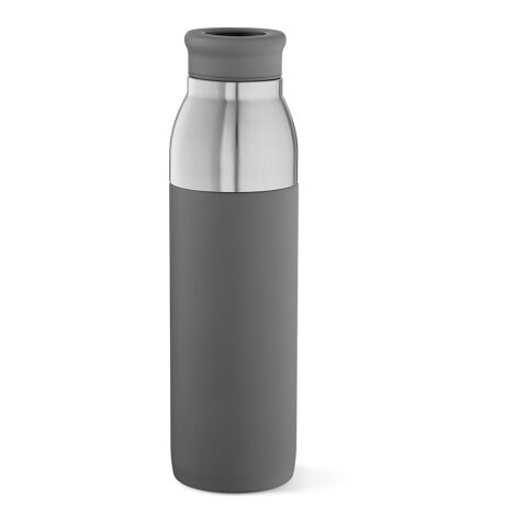 Werbeartikel Colorado 2-in-1 Trinkflasche recy.Edelstahl, 760 ml. Doppelwandig – grau – mit Logo bedruckt