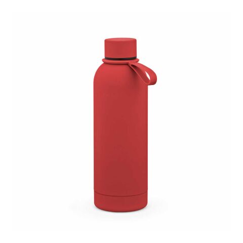 Hudson Trinkflasche 540ml aus recy. Edelstahl. Doppelwandig, gummierter Oberfläche Rot