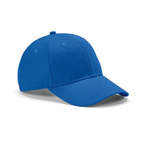 Werbeartikel Darrell Kappe recy.Baumwolle 280 g/m². Metall-Schnallenverschluss – blau – Cap / Kappe mit Logo bedruckt