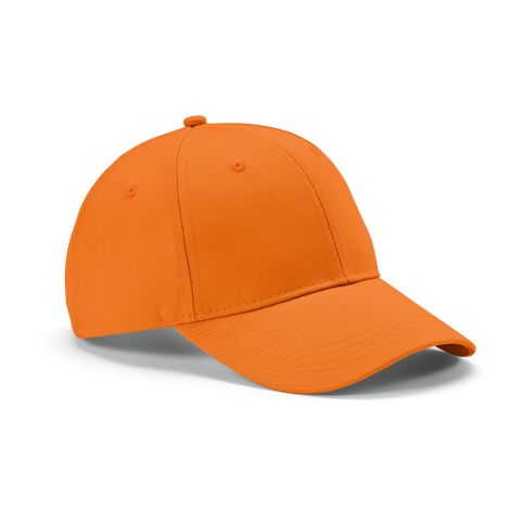 Werbeartikel Darrell Kappe recy.Baumwolle 280 g/m². Metall-Schnallenverschluss – orange – mit Logo bedruckt