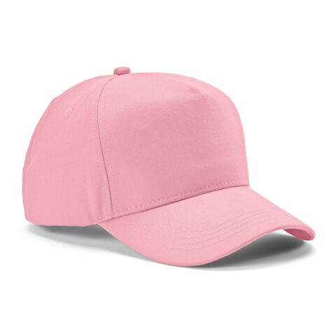 Werbeartikel Hendrix Kappe recy.Baumwolle 280 g/m². Metall-Schnallenverschluss – Rosa – mit Logo bedruckt
