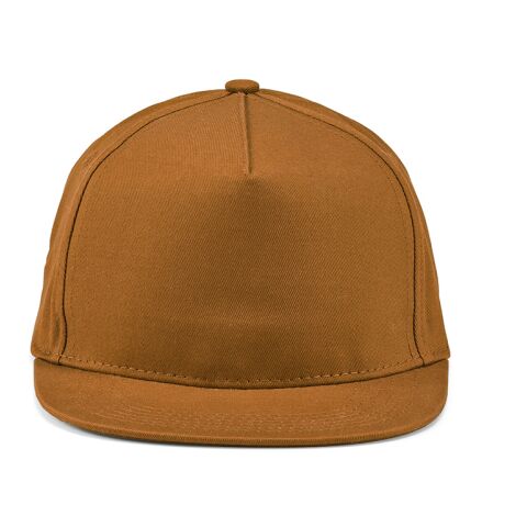 Werbeartikel Cornell Kappe recy. Baumwolle 280 g/m². Druckknopfverschluss – Kamel – Cap / Kappe mit Logo bedruckt