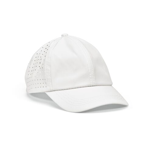 Werbeartikel Armstrong Kappe aus rPET. 6-Panel und Klettverschluss – Weiß – Cap / Kappe mit Logo bedruckt