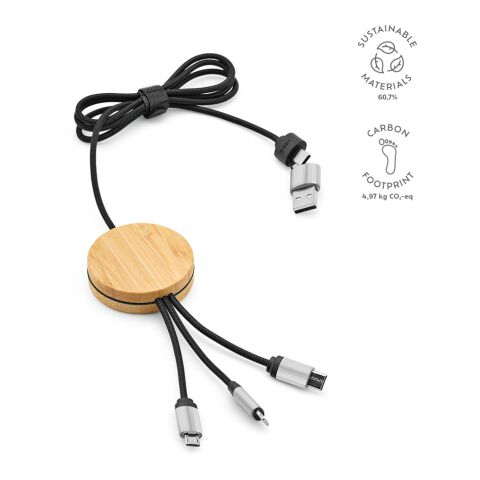 Feynman Ladekabel rPET 3 in 1 Schwarz | ohne Werbeanbringung