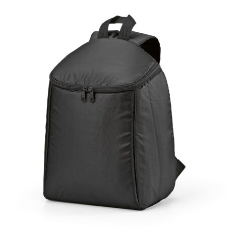 Brüssel Kühltaschen-Rucksack 12L aus r PET. Mit Doppelreißverschluss Schwarz