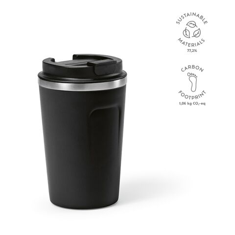 Limpopo Reisebecher recy. Edelstahl 490 ml Schwarz | ohne Werbeanbringung