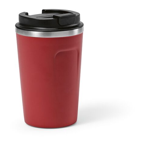 Werbeartikel Limpopo Reisebecher recy.Edelstahl, 490 ml. Doppelwandig und Auslaufsicher – burgund – mit Logo bedruckt