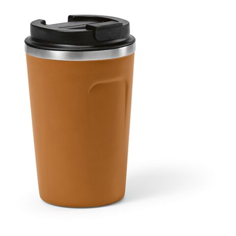 Werbeartikel Limpopo Reisebecher recy.Edelstahl, 490 ml. Doppelwandig und Auslaufsicher – kamel – mit Logo bedruckt