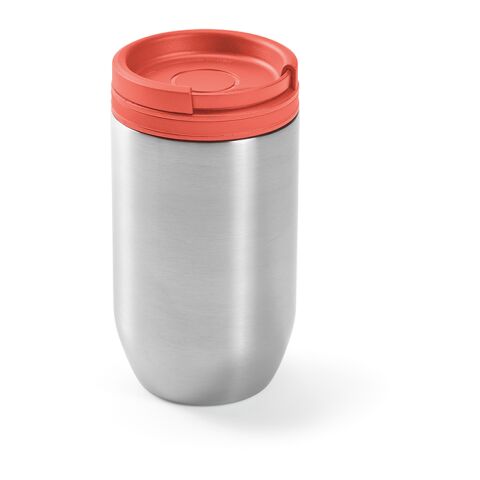 Werbeartikel Okavongo Reisbecher recy.Edelstahl, 430 ml. Dopplewandig und Auslaufsicher – lachs – mit Logo bedruckt